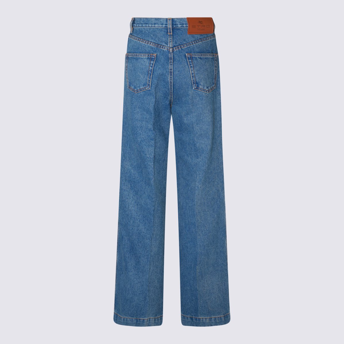 Etro High Waist Wide-Leg Jeans With Patch Pockets And Button Closure Blauw