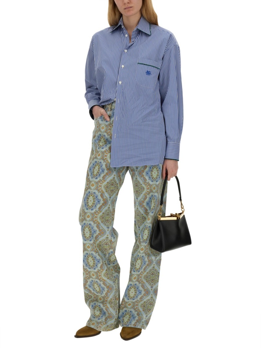 Etro Paisley-Print High-Waisted Wide-Leg Jeans Divers