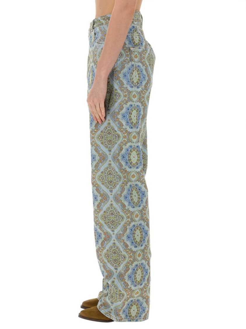 Etro Paisley-Print High-Waisted Wide-Leg Jeans Divers