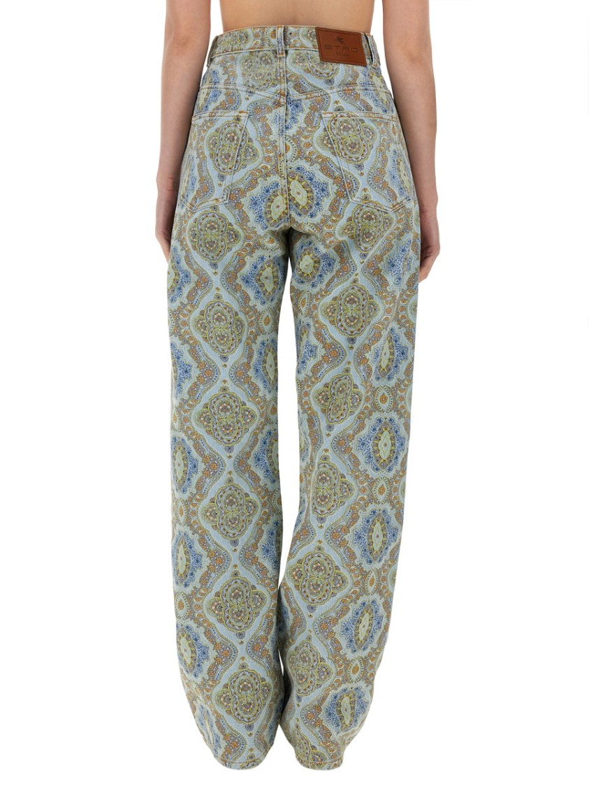 Etro Paisley-Print High-Waisted Wide-Leg Jeans Divers