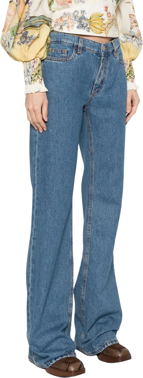 Etro Wide-Leg Blue Denim Five-Pocket Jeans Blauw