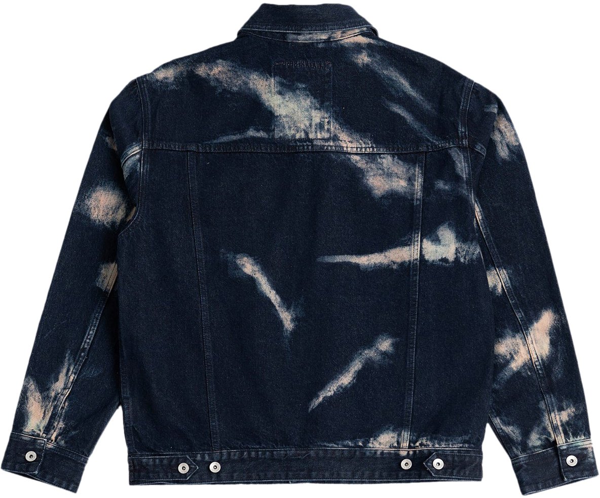 Evisu Giacca Tie-Dye Printed Seagull Denim Indigo Divers