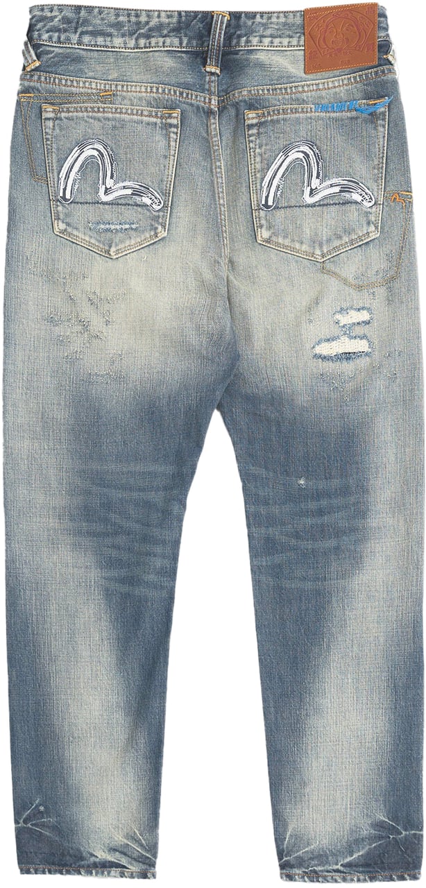 Evisu Jeans 7-Pocked Washed Emb Seagull Denim Indigo Divers