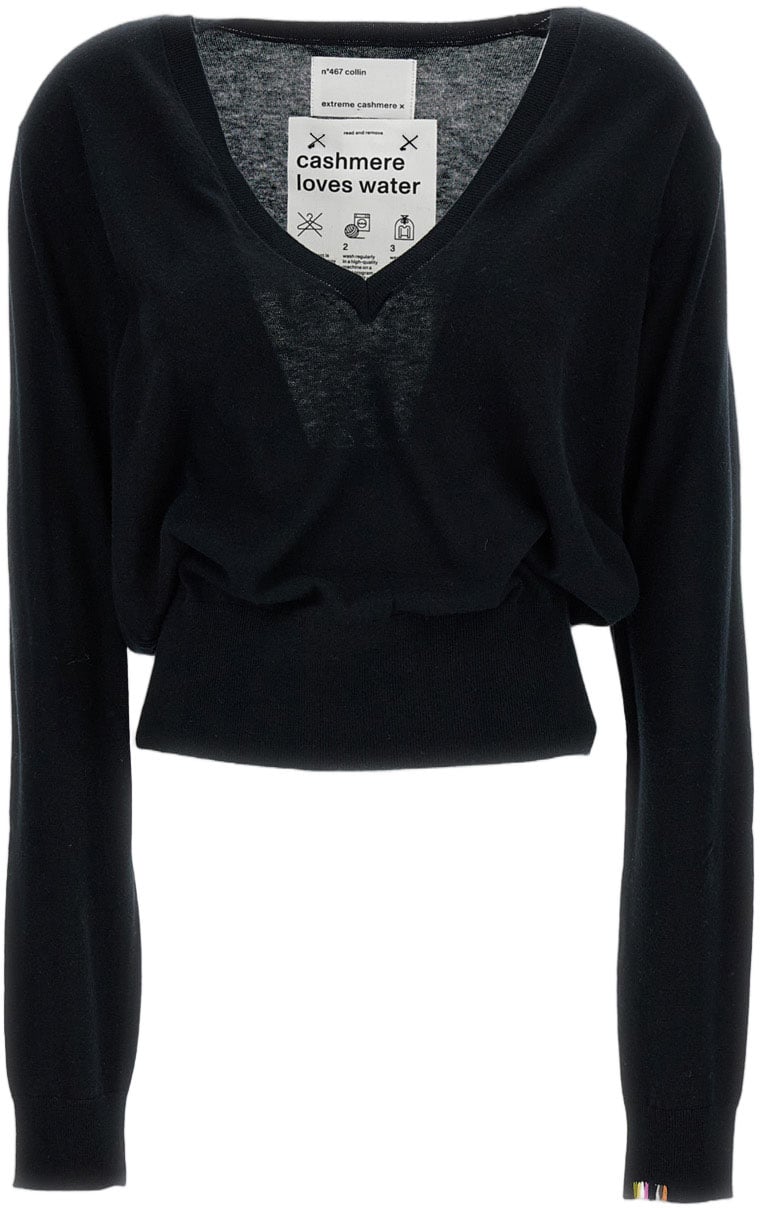 Extreme Cashmere Black N.467 Collin V-Neck Sweater Zwart