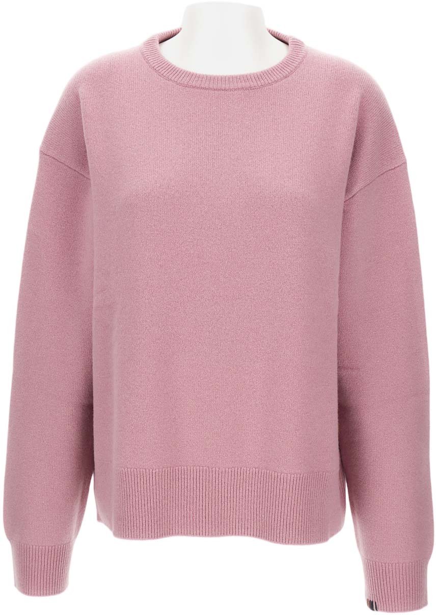 Extreme Cashmere Crewneck Wool Blend Sweater With Ribbed Trim Roze