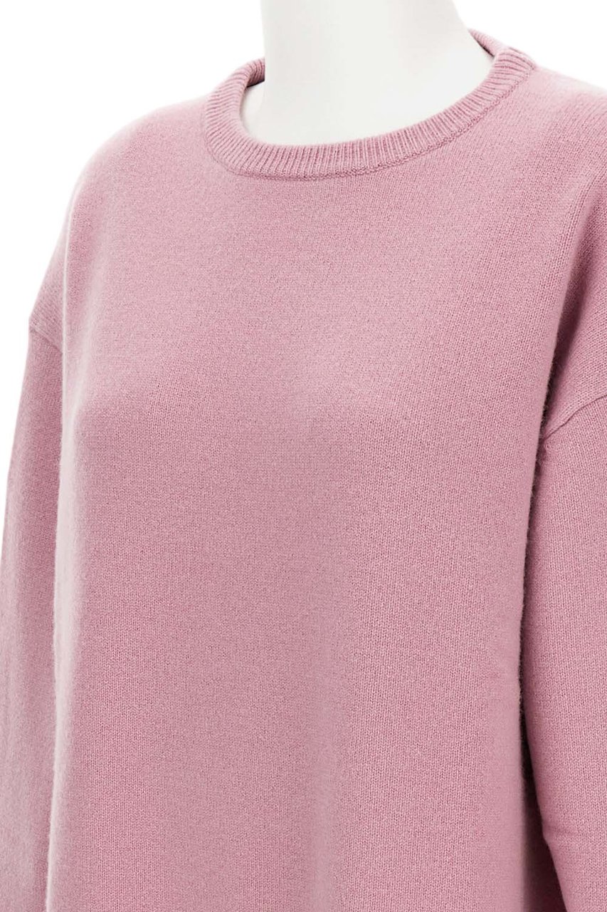 Extreme Cashmere Crewneck Wool Blend Sweater With Ribbed Trim Roze