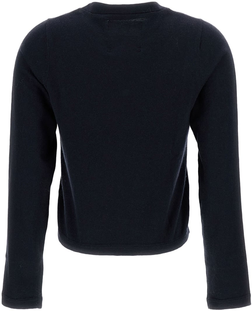 Extreme Cashmere Cropped Cotton-Cashmere Blend Top With Rounded Neckline Blauw