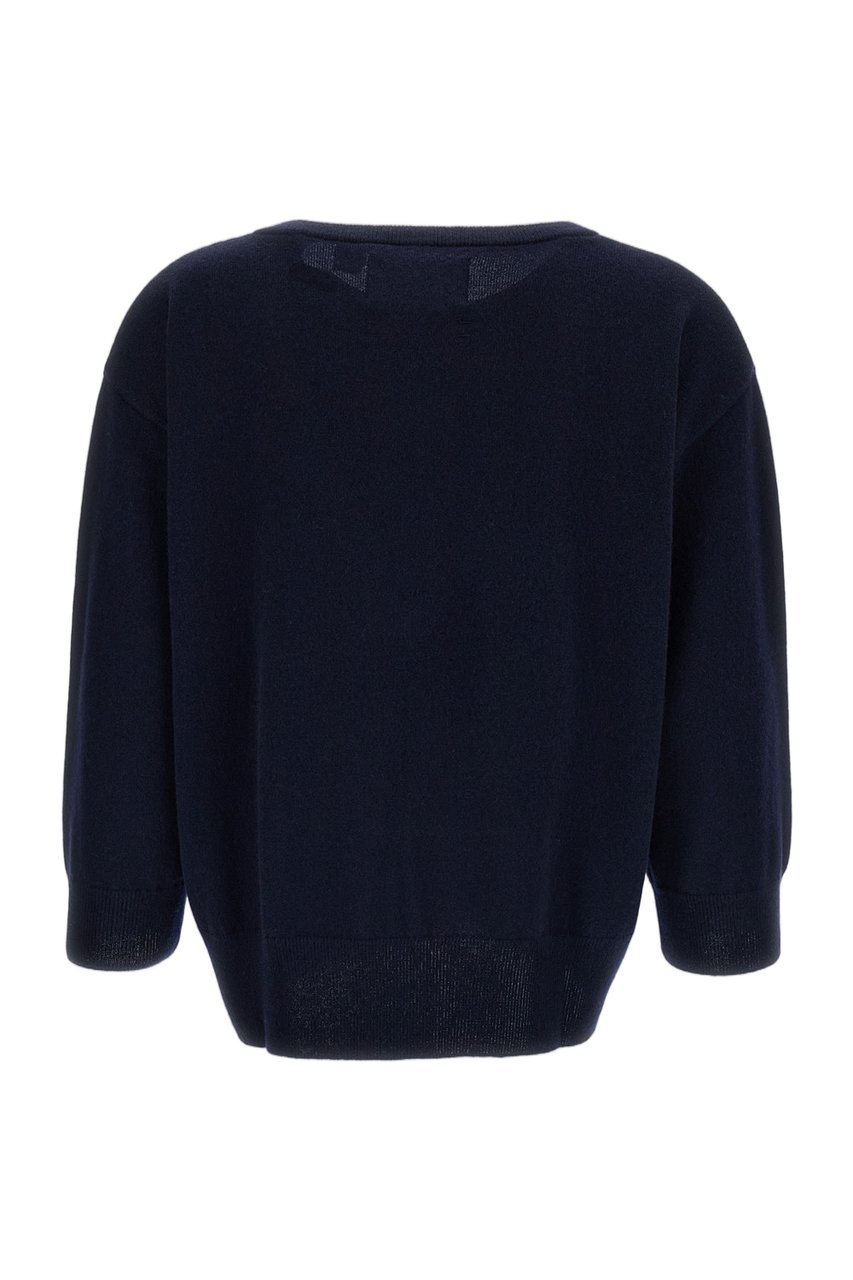 Extreme Cashmere Dark Blue Pearl Cashmere V-Neck Sweater Blauw