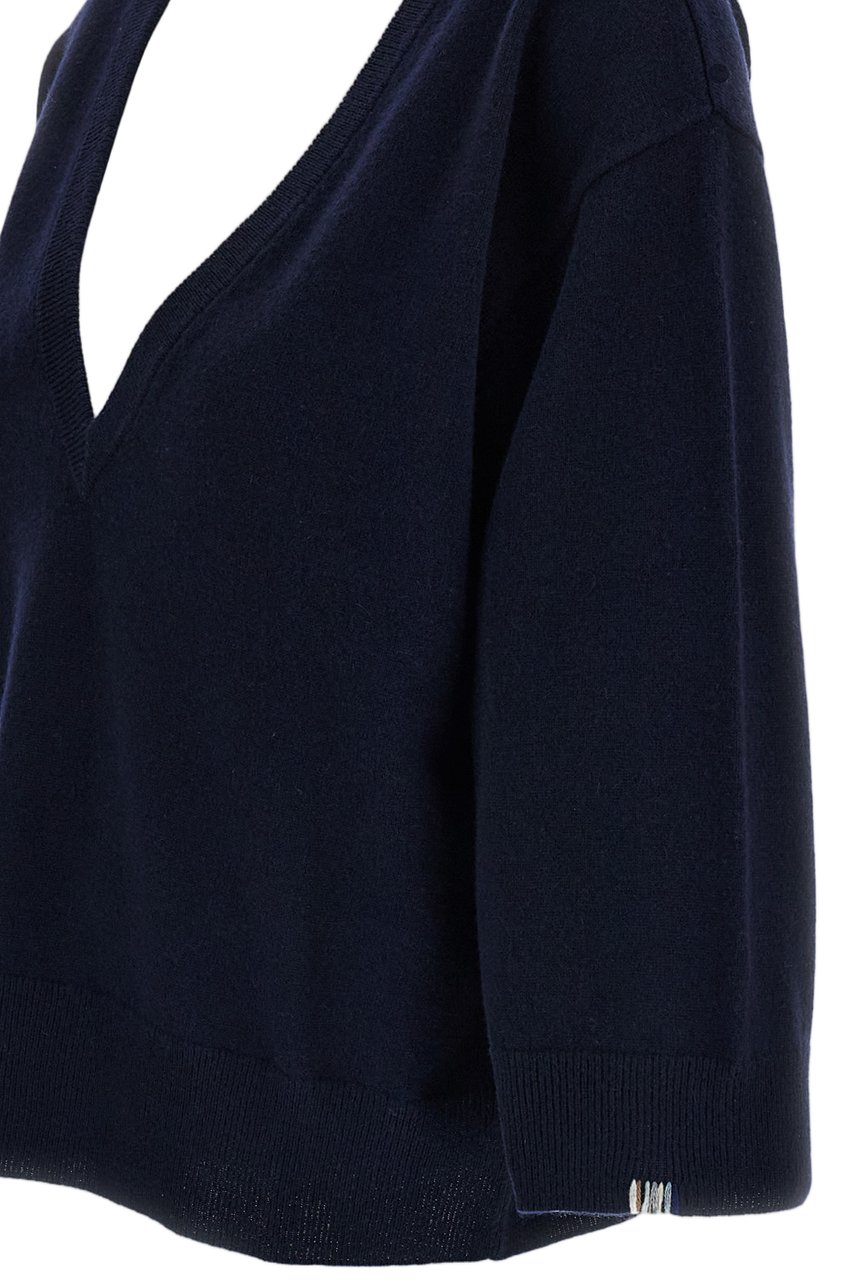 Extreme Cashmere Dark Blue Pearl Cashmere V-Neck Sweater Blauw