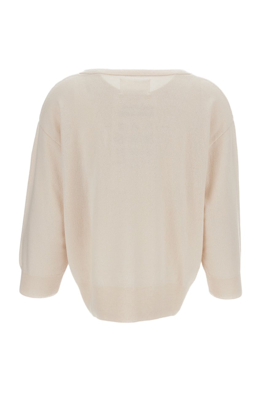 Extreme Cashmere Beige Pearl Cashmere V-Neck Sweater Neutraal