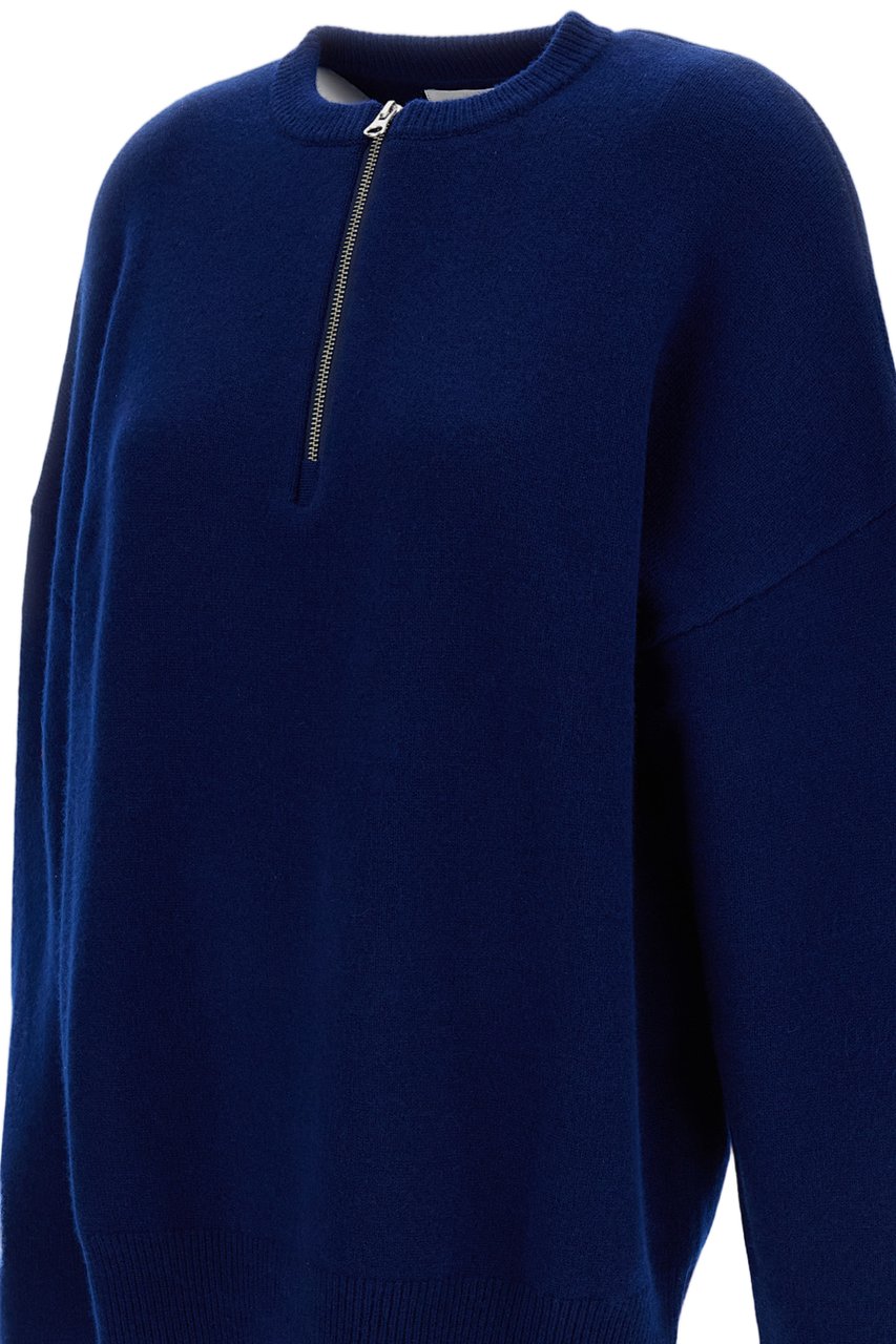 Extreme Cashmere Blue Like Cashmere-Blend Zip-Up Sweater Blauw