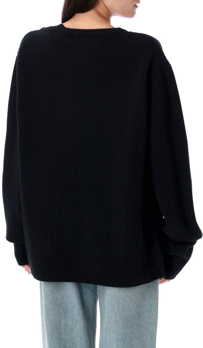 Extreme Cashmere You Relaxed Fit Ribbed Knit Sweater Zwart