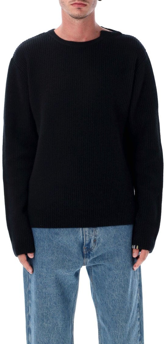Extreme Cashmere You Relaxed Fit Ribbed Knit Sweater Zwart