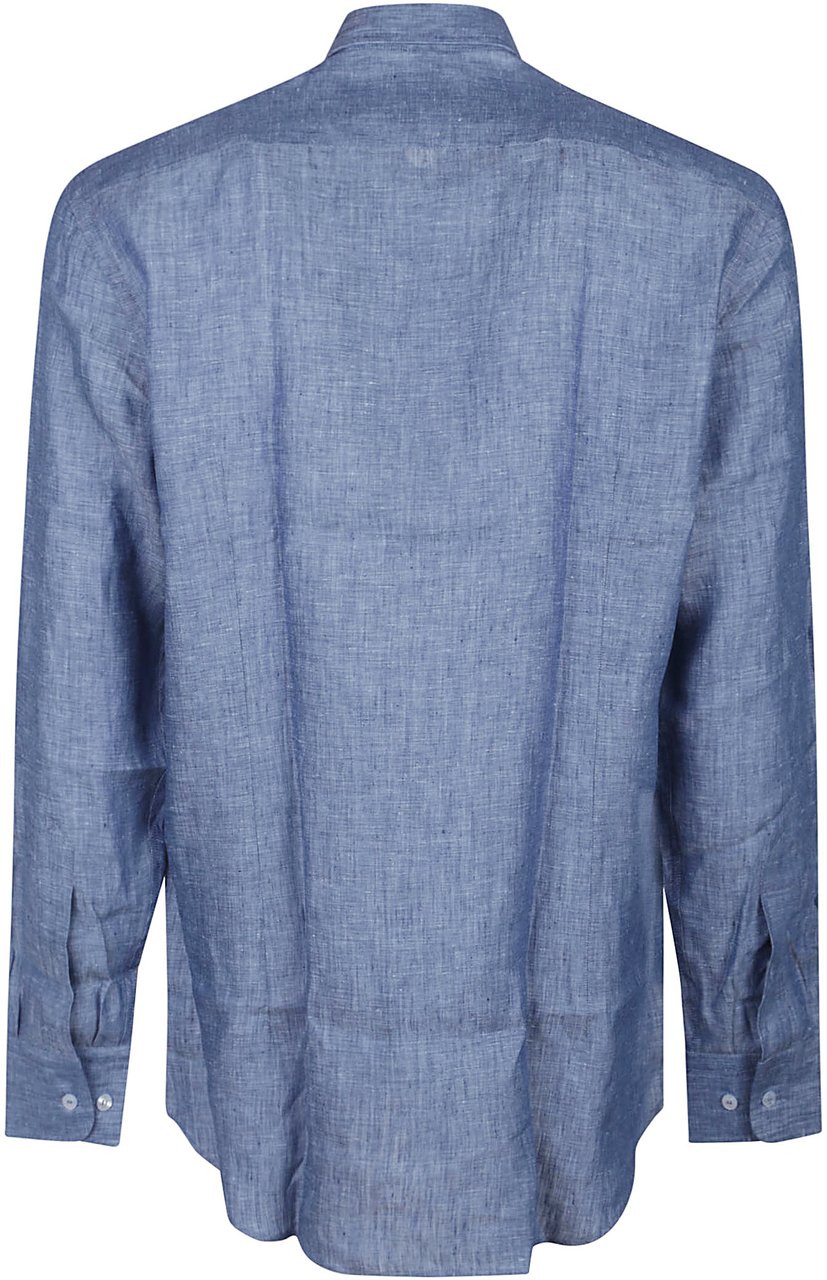 Etro Roma Long Sleeve Logo Shirt Blue Blauw