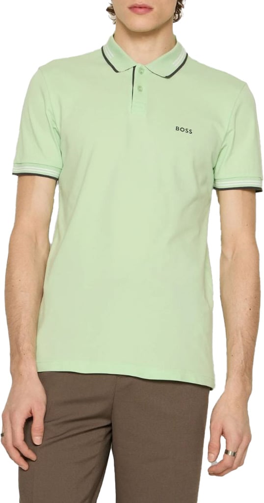 Boss BOSS Paul Curved Polo Open Green Groen
