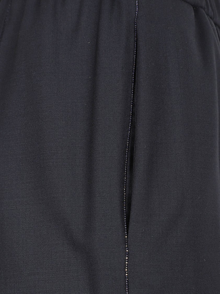 Fabiana Filippi Tailored Blue Trousers With Elasticated Waistband Zwart