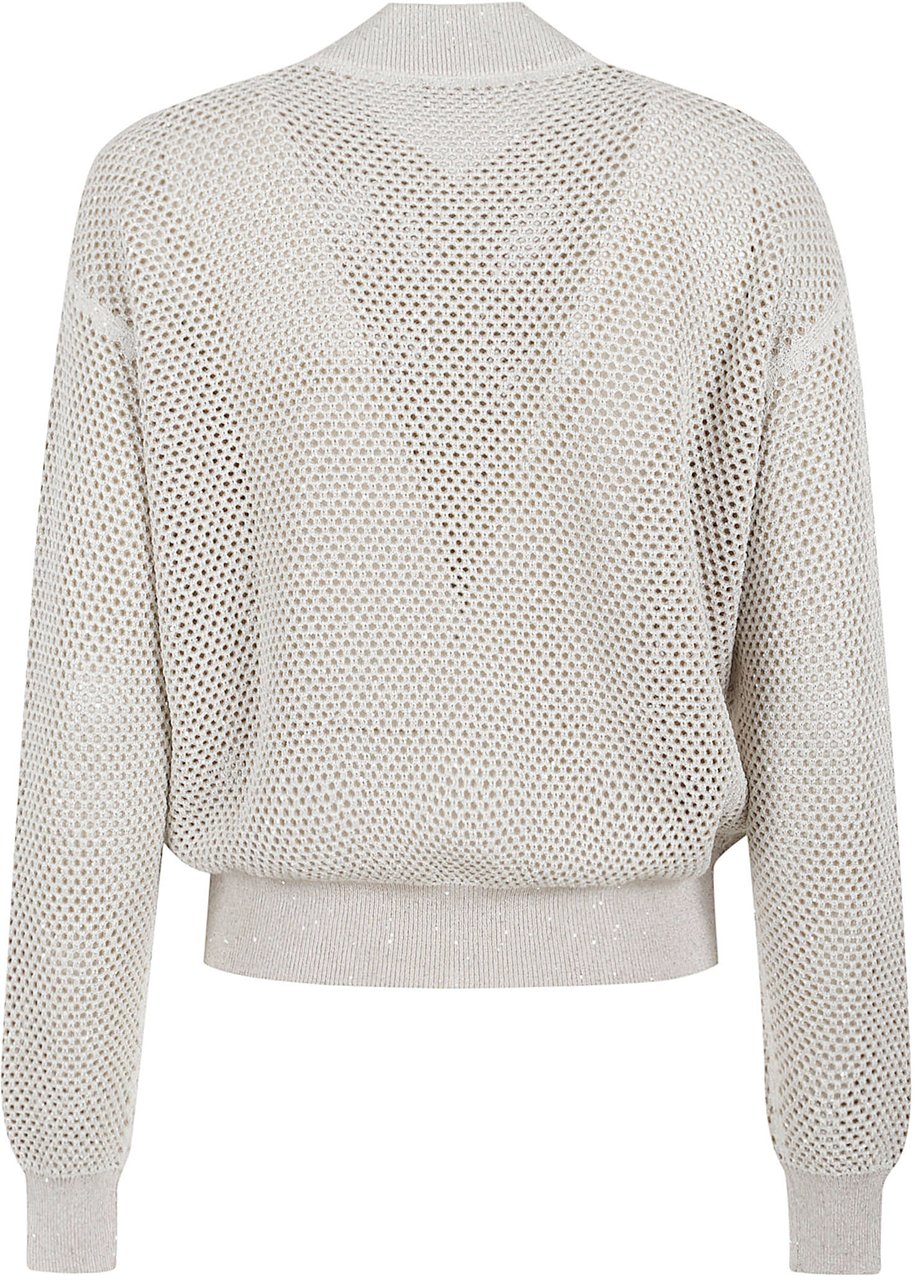 Fabiana Filippi Lightweight Open-Knit Mesh Jacket with Fitted Silhouette Wit