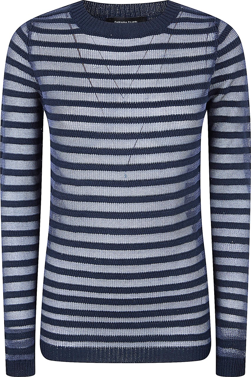 Fabiana Filippi Lightweight Cotton-Linen Sweater with Boat Neckline Grijs