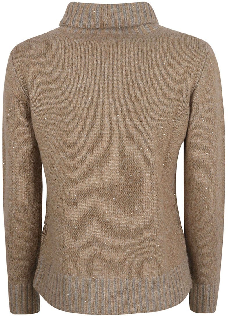 Fabiana Filippi Ribbed Turtleneck Sweater With Subtle Sparkle Bruin