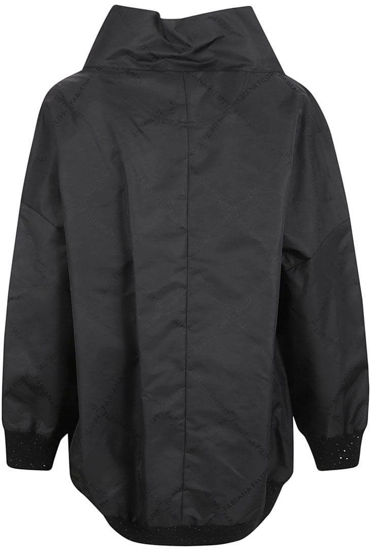 Fabiana Filippi Oversized Black Coat With High Collar Zwart