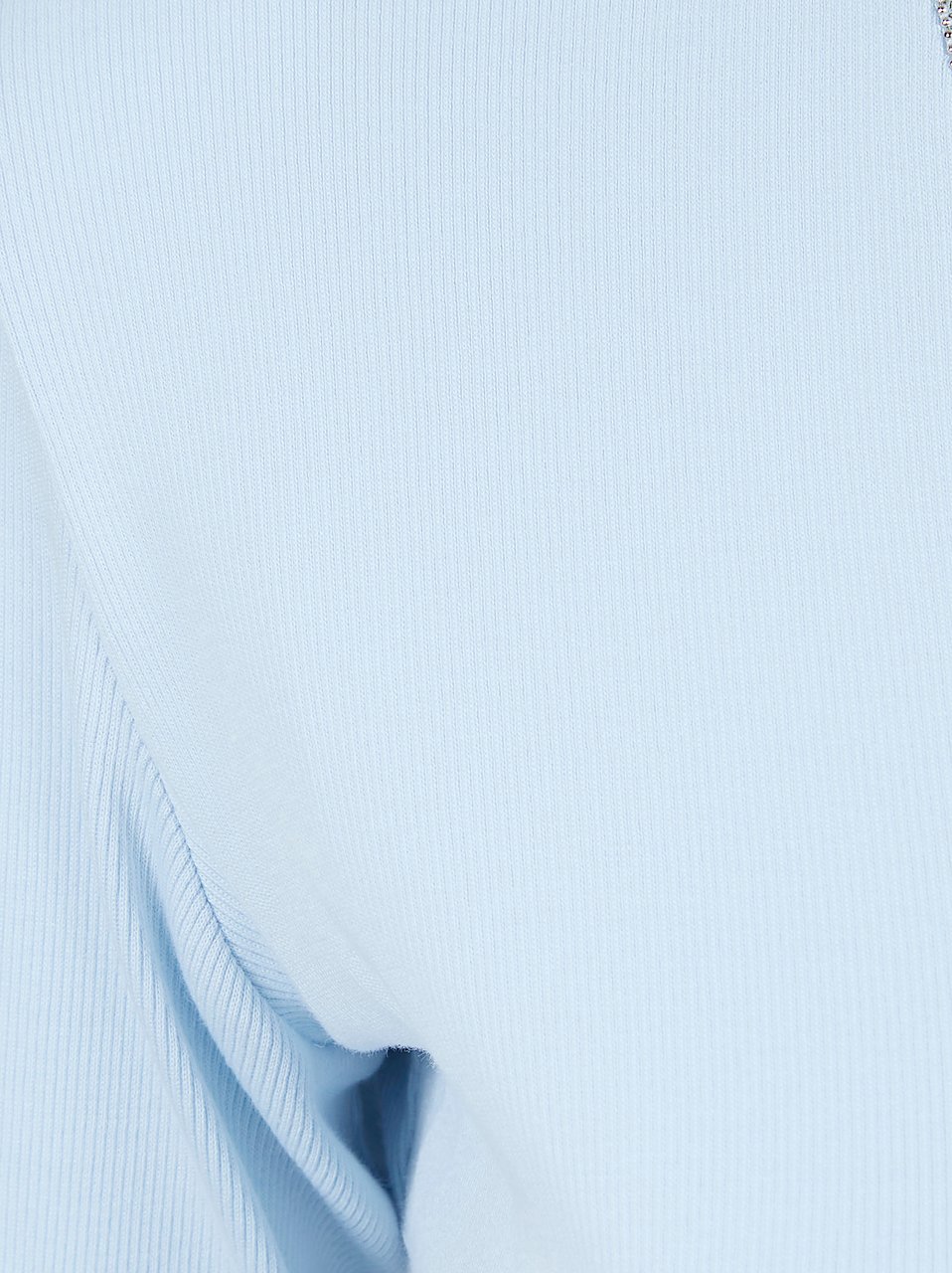 Fabiana Filippi Ribbed Jersey Long-Sleeved Top with Tulle Blauw
