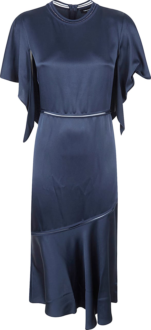 Fabiana Filippi Silk-Effect Midi Dress with Asymmetrical Hem Blauw