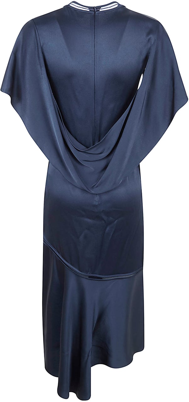 Fabiana Filippi Silk-Effect Midi Dress with Asymmetrical Hem Blauw