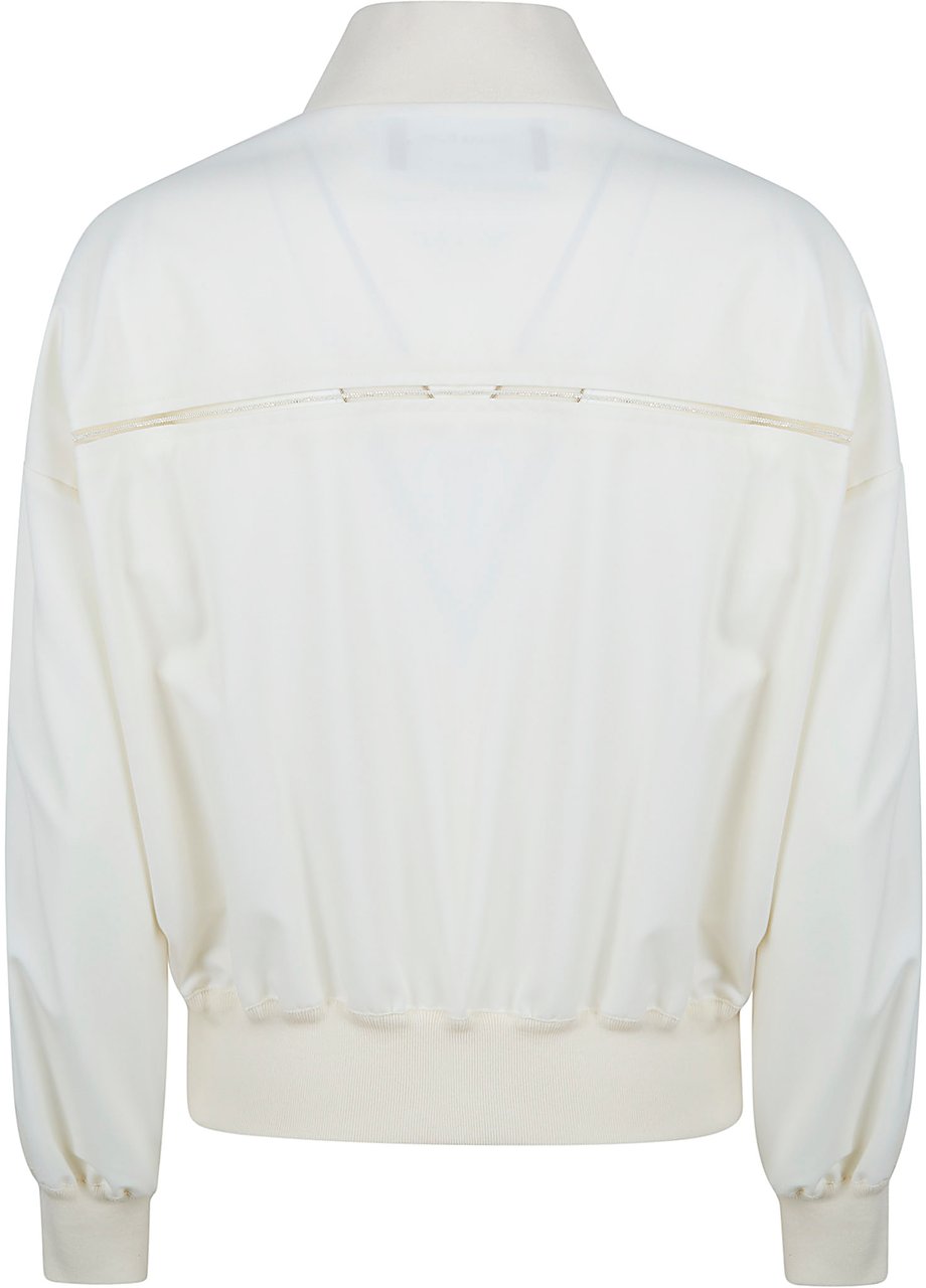 Fabiana Filippi High-Collared Bomber Jacket with Tulle Trim Wit
