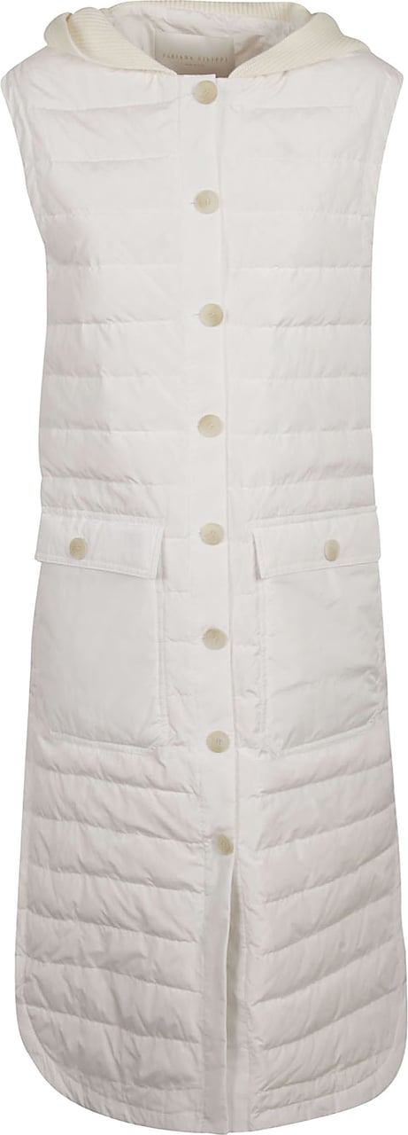 Fabiana Filippi Crisp White Long Coat With Classic Collar Wit