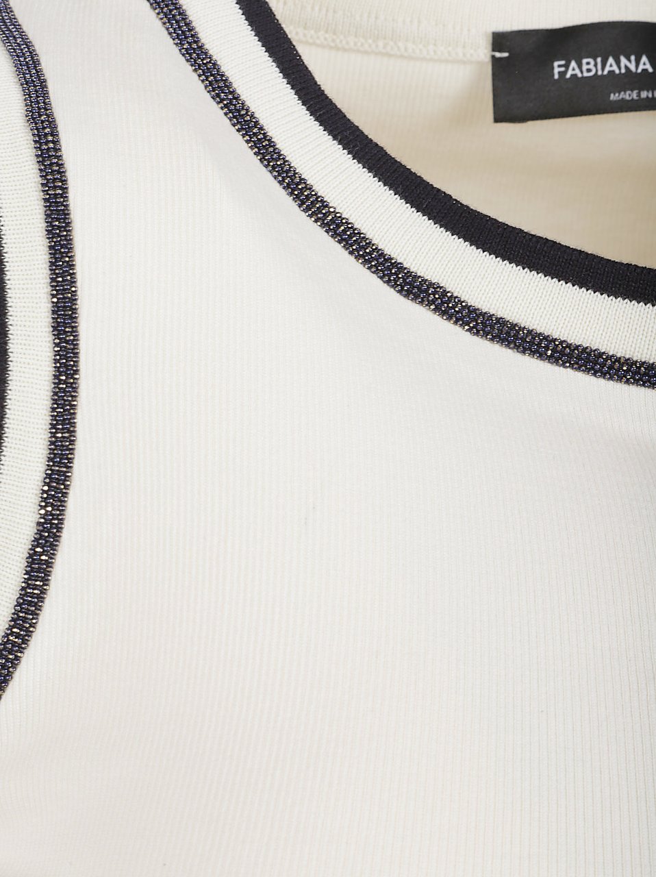 Fabiana Filippi Sleeveless Fitted Top with Contrasting Trim Detail Wit