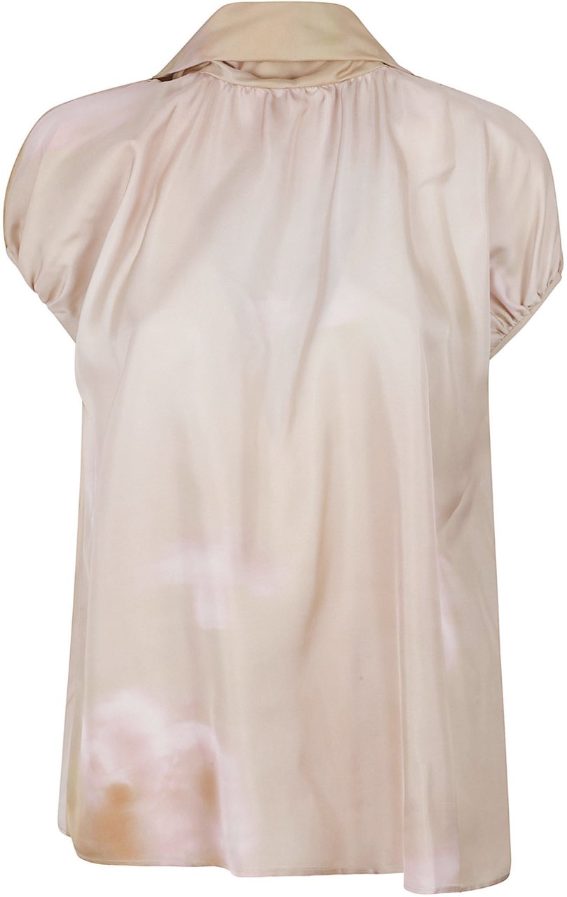 Fabiana Filippi Silk Twill Top With Abstract Floral Print Neutraal