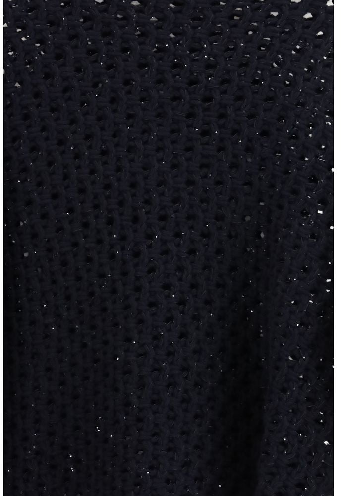 Fabiana Filippi Black Wool Oves Aries Sweatshirt Zwart