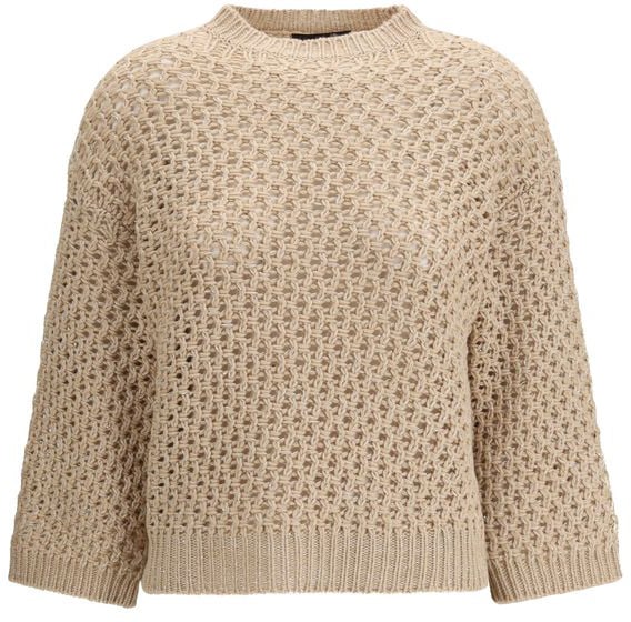 Fabiana Filippi Beige Wool Oves Aries Sweatshirt Blauw