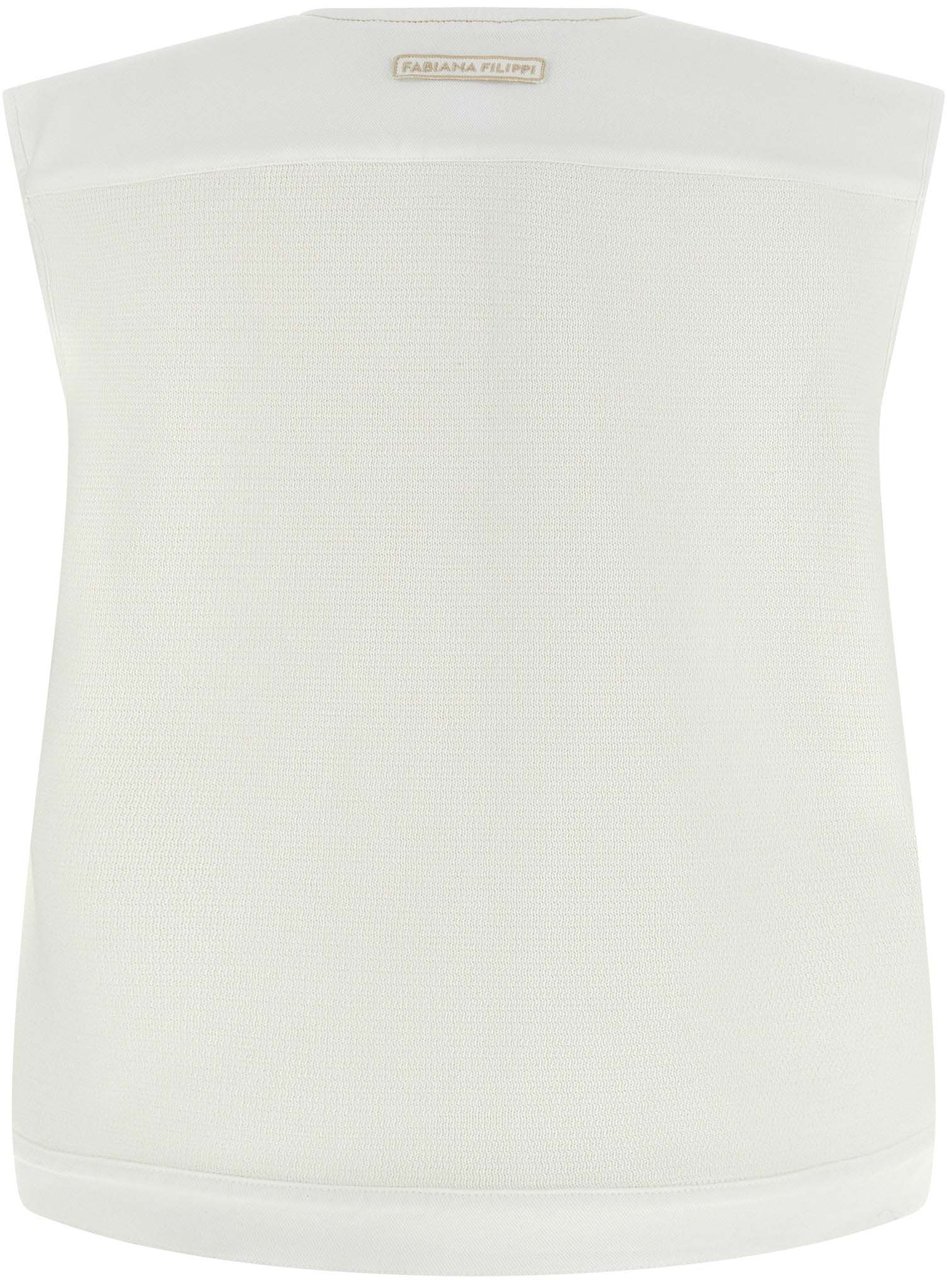 Fabiana Filippi White Cotton Sleeveless Jacket Wit