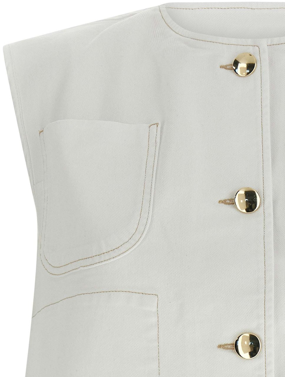 Fabiana Filippi White Cotton Sleeveless Jacket Wit