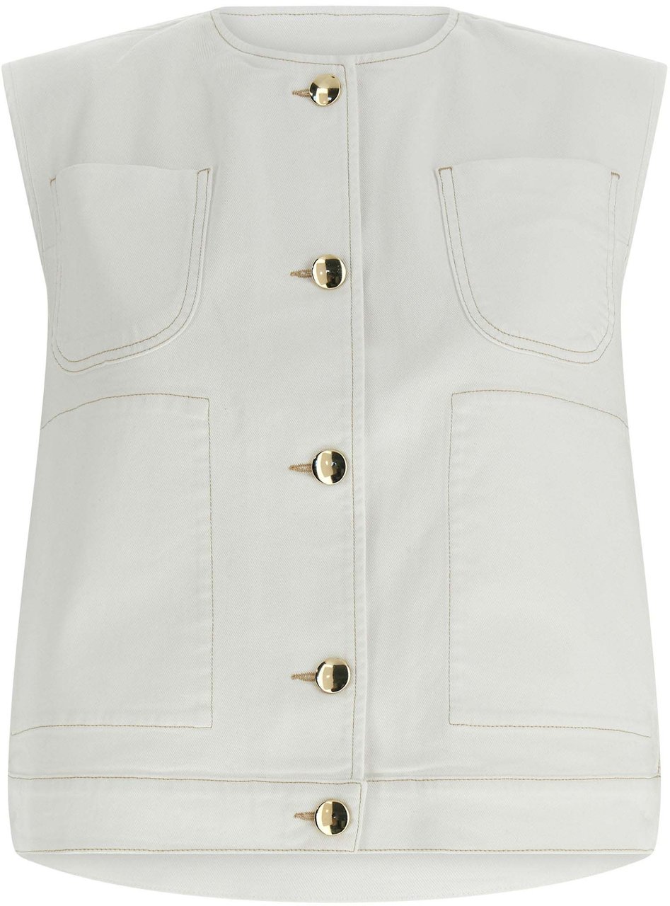 Fabiana Filippi White Cotton Sleeveless Jacket Wit