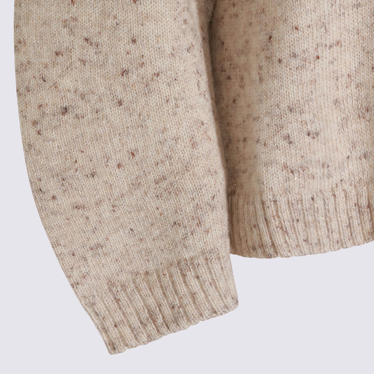 Fabiana Filippi Relaxed Fit Crew Neck Sweater With Speckled Knit Pattern Roze