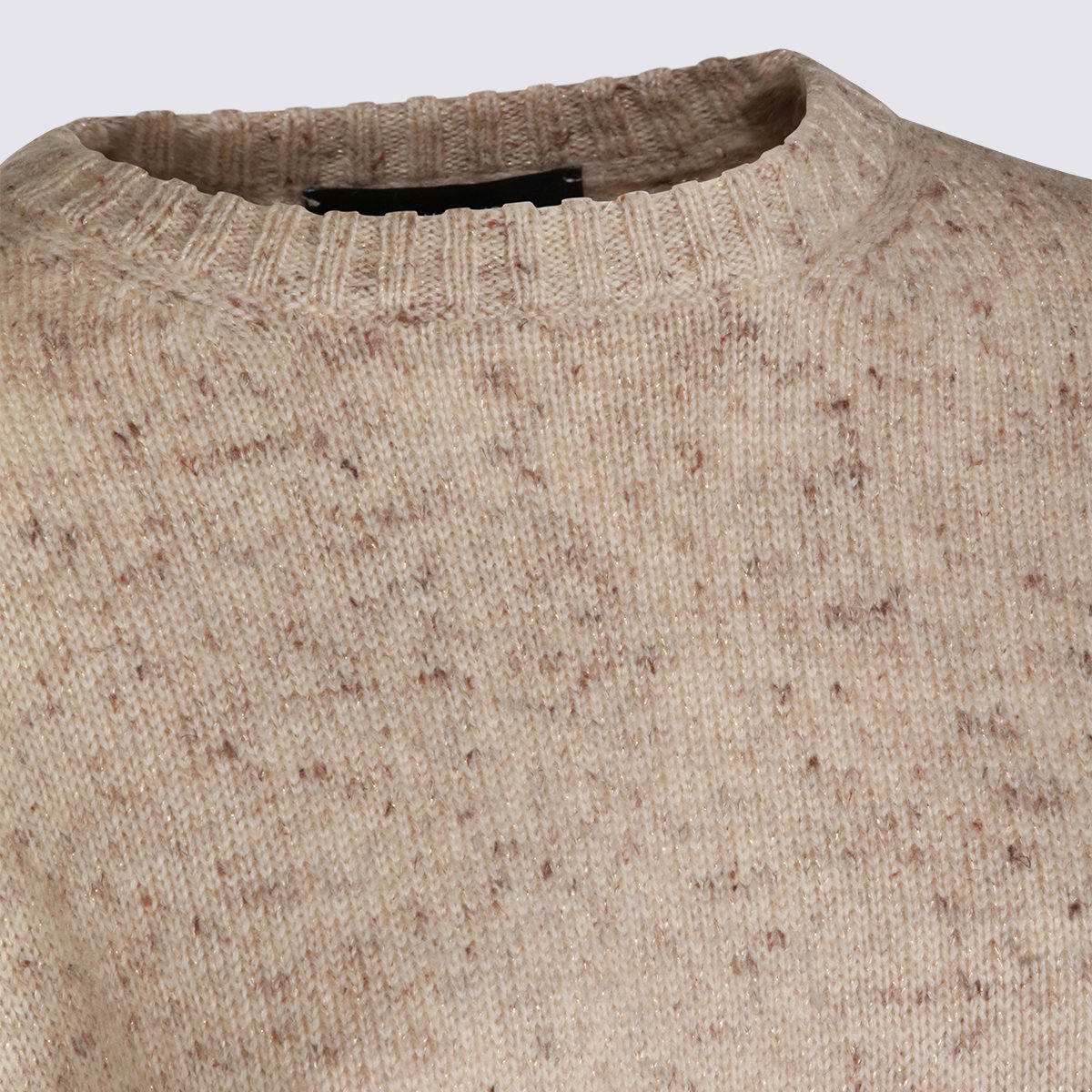 Fabiana Filippi Relaxed Fit Crew Neck Sweater With Speckled Knit Pattern Roze