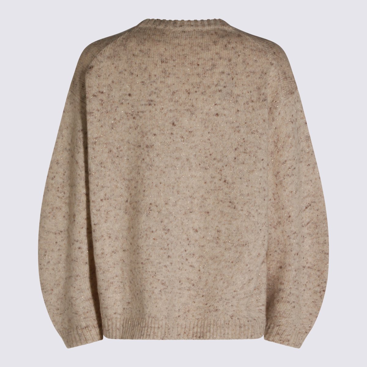 Fabiana Filippi Relaxed Fit Crew Neck Sweater With Speckled Knit Pattern Roze