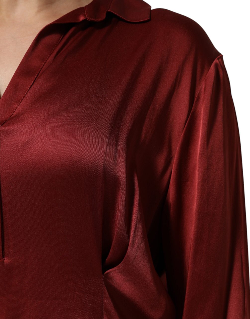 Fabiana Filippi Burgundy Acetate Viscose Satin Long Dress Maroon