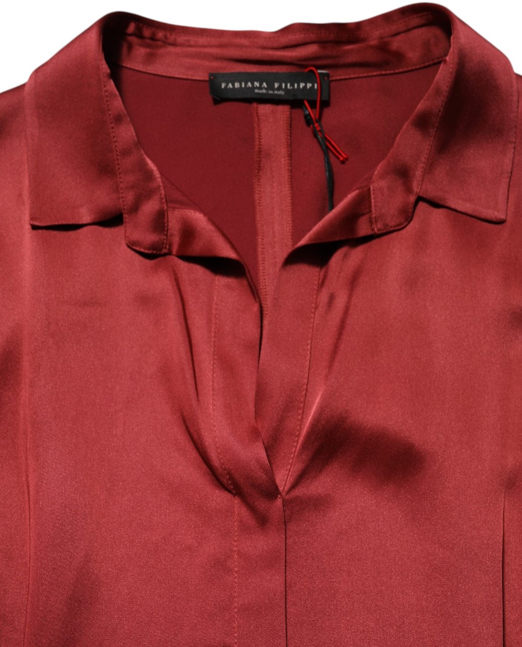 Fabiana Filippi Burgundy Acetate Viscose Satin Long Dress Maroon