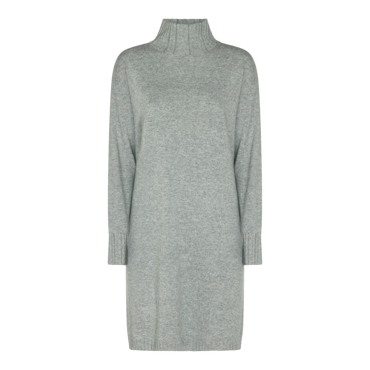 Fabiana Filippi Mini Dress With Ribbed Turtleneck And Long Sleeves Grijs