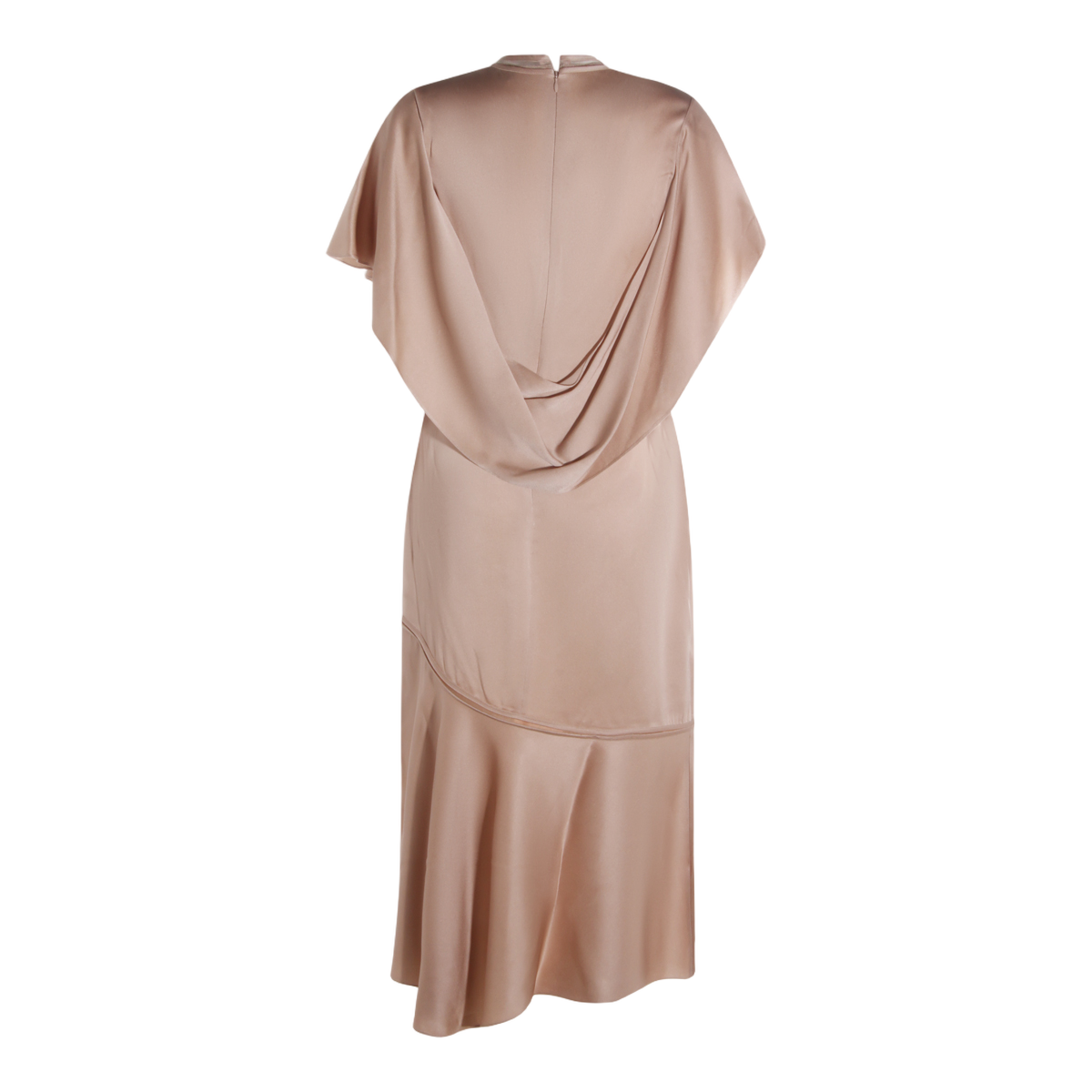 Fabiana Filippi Flowing Midi Dress with High Neckline Neutraal