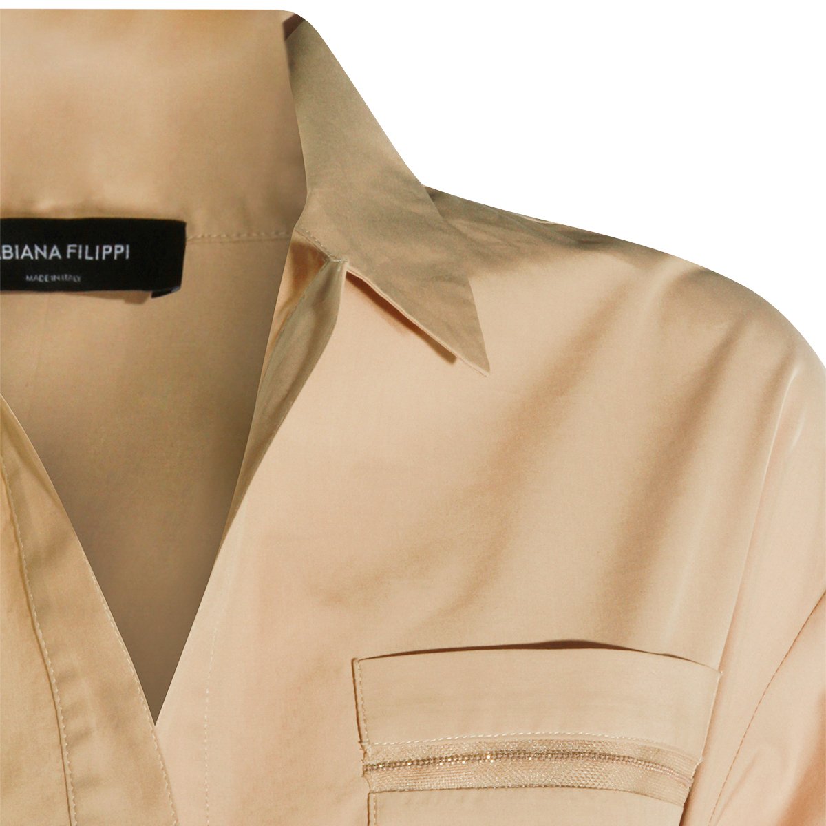 Fabiana Filippi Beige Cotton Midi Dress With Classic Collar And Matchy Belt Neutraal