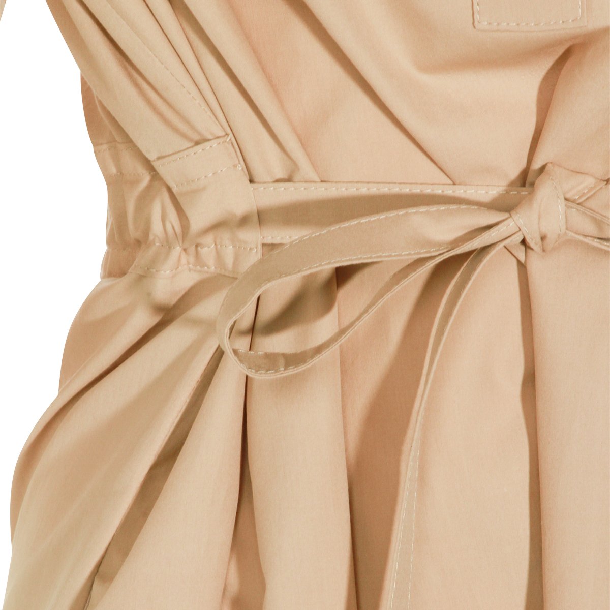 Fabiana Filippi Beige Cotton Midi Dress With Classic Collar And Matchy Belt Neutraal