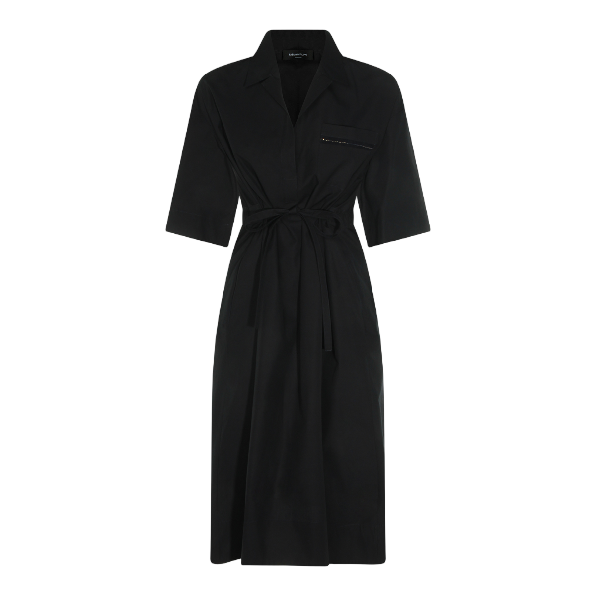 Fabiana Filippi Midi Dress With Tailored Silhouette And Wrap-Style Front Zwart