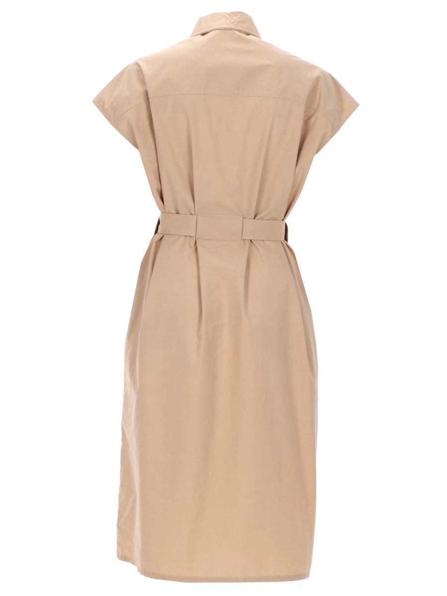 Fabiana Filippi Sleeveless Belted Gathered Waist Dress Neutraal