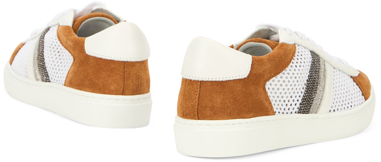 Fabiana Filippi Modern white sports shoe with camel colored details. Wit