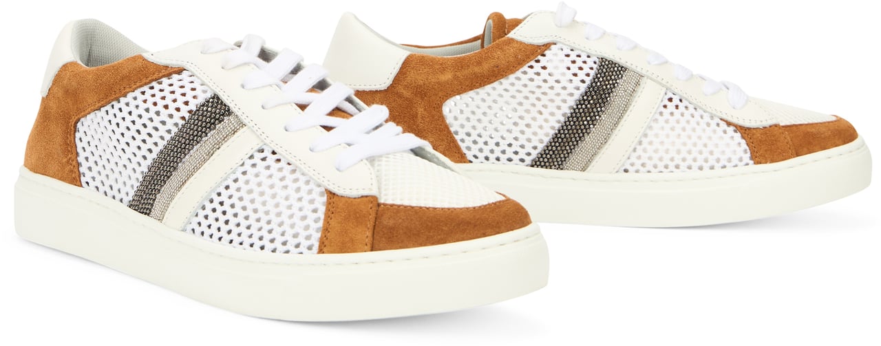 Fabiana Filippi Modern white sports shoe with camel colored details. Wit