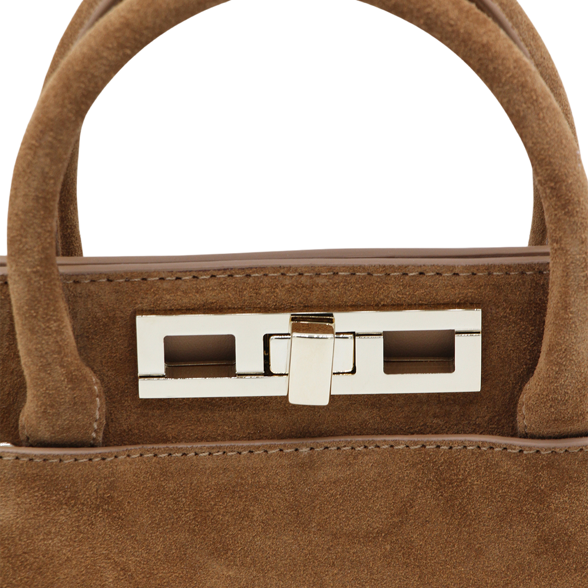 Fabiana Filippi Structured Suede Handbag With Metallic Turn-Lock Closure Bruin